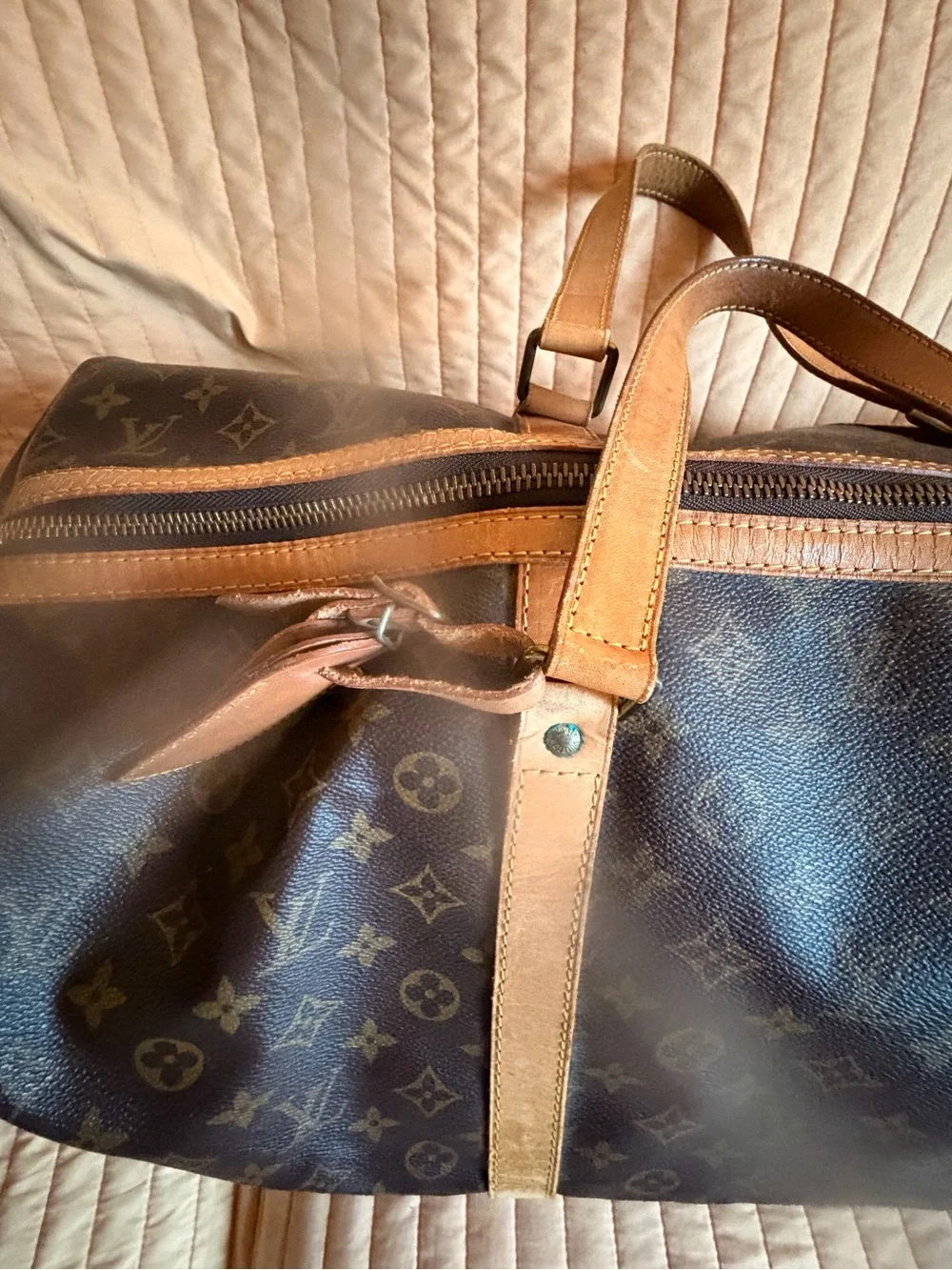 Louis Vuitton Monogram Canvas Travel Duffel in Brown and Tan 55